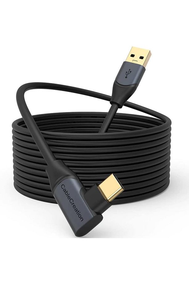 plamystical Gbps Type-C VR data Şarj Kablosu Oculus Quest 2 için Link Cable 90° Type-C Uç USB 3. - 1