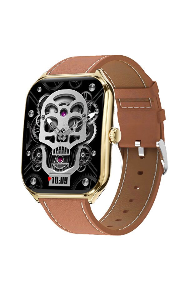 FAMO99 Smart Watch 1.93" AMOLED, Bluetooth Call, Fitness Tracker, Android & iOS - Gold - 1