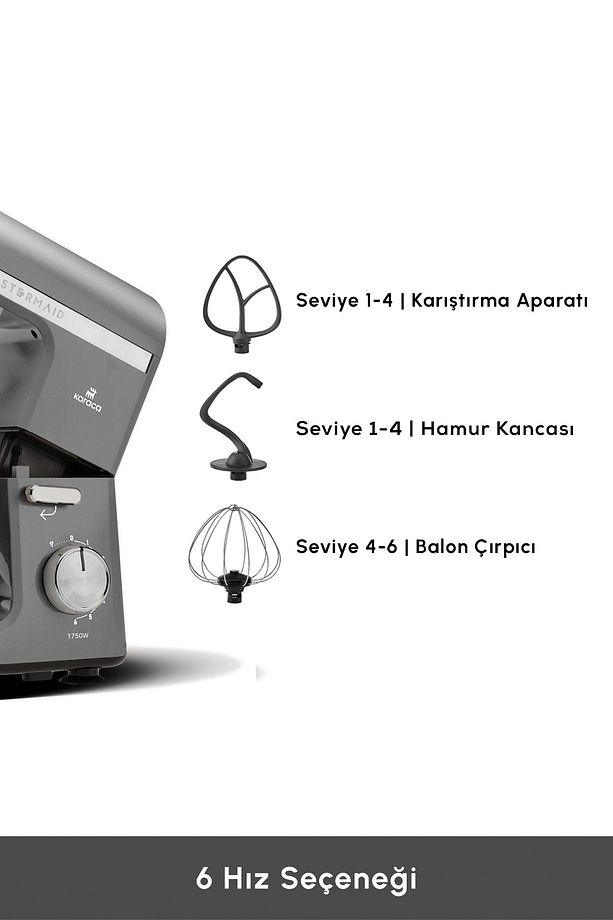 Mastermaid Chef Pro Çift Kollu Stand Mikser Galaxy Grey 1750 W - 7