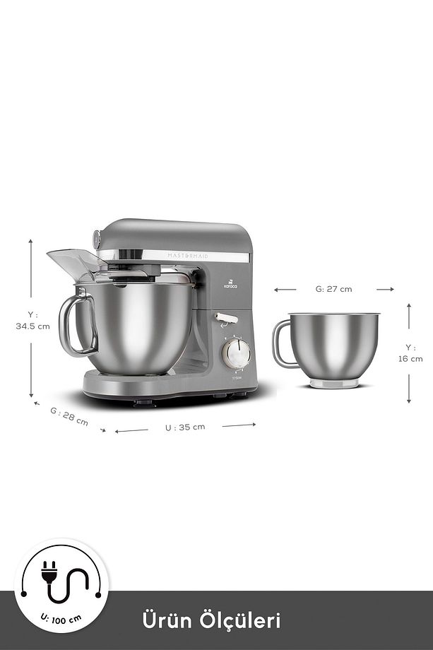 Mastermaid Chef Pro Çift Kollu Stand Mikser Galaxy Grey 1750 W - 3
