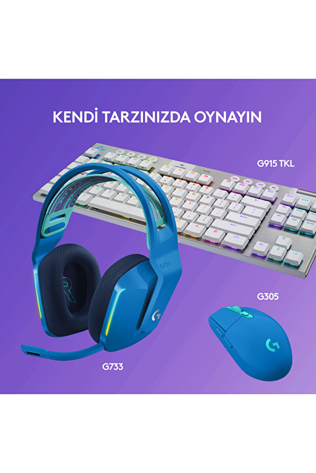 G G733 LIGHTSPEED RGB Kablosuz 7.1 Surround Ses Oyuncu Kulaklığı - Mavi - 8