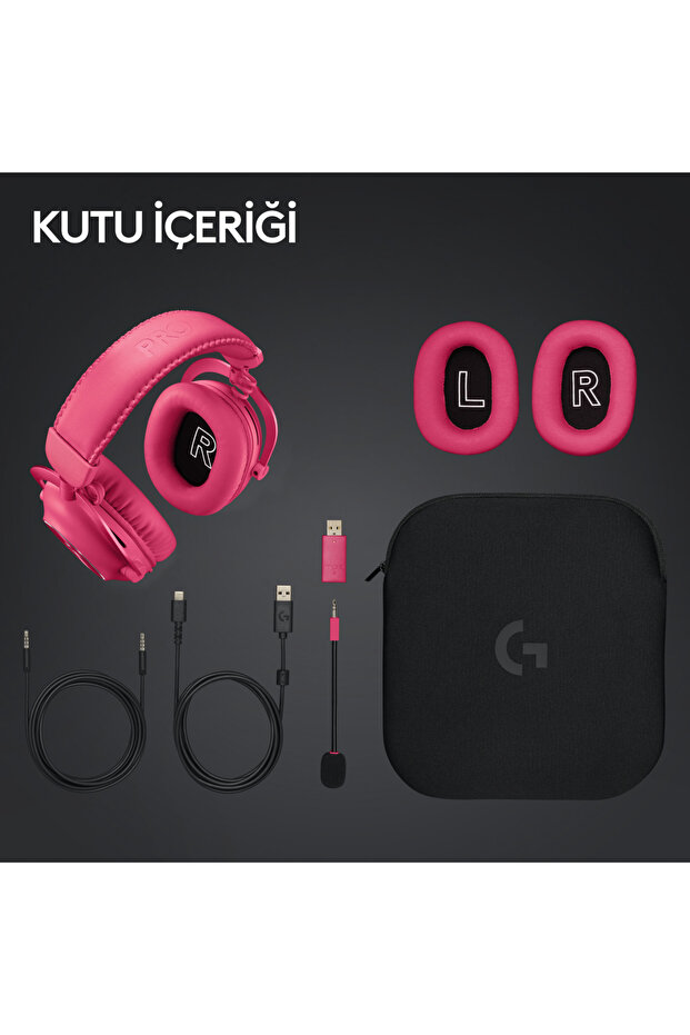 G PRO X 2 LIGHTSPEED Kablosuz DTS:X Headphone 2.0 - 7.1 Surround Ses Oyun Kulaklığı - Pembe - 9