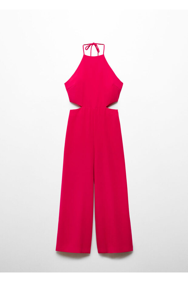 Delikli halter yaka tulum - 5