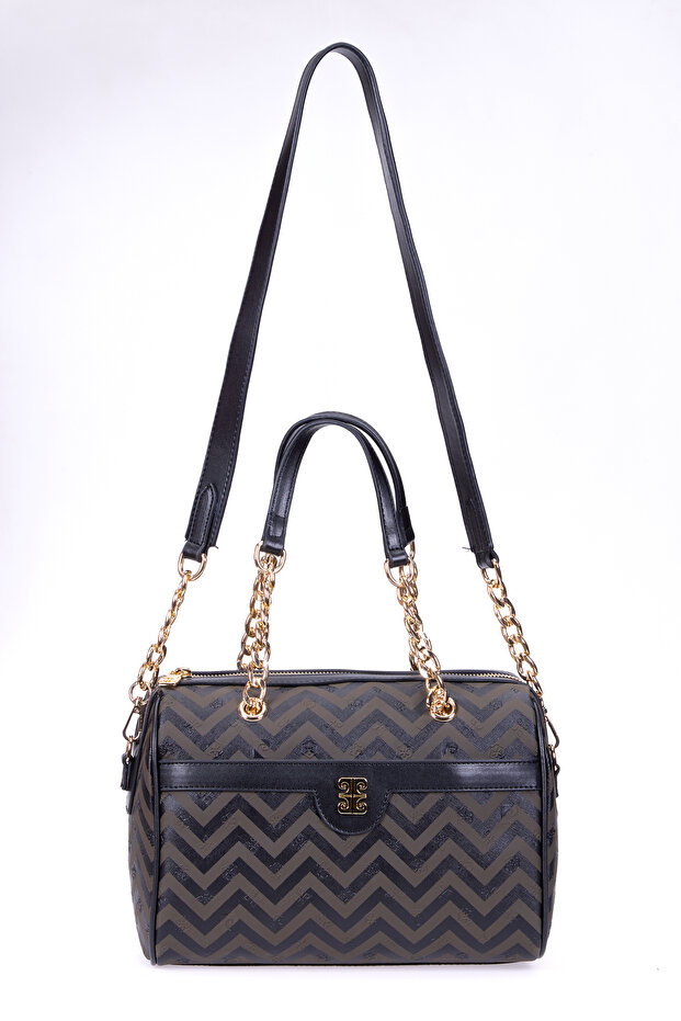Khaki Black Women's Shoulder Bag 05Po24Y1970