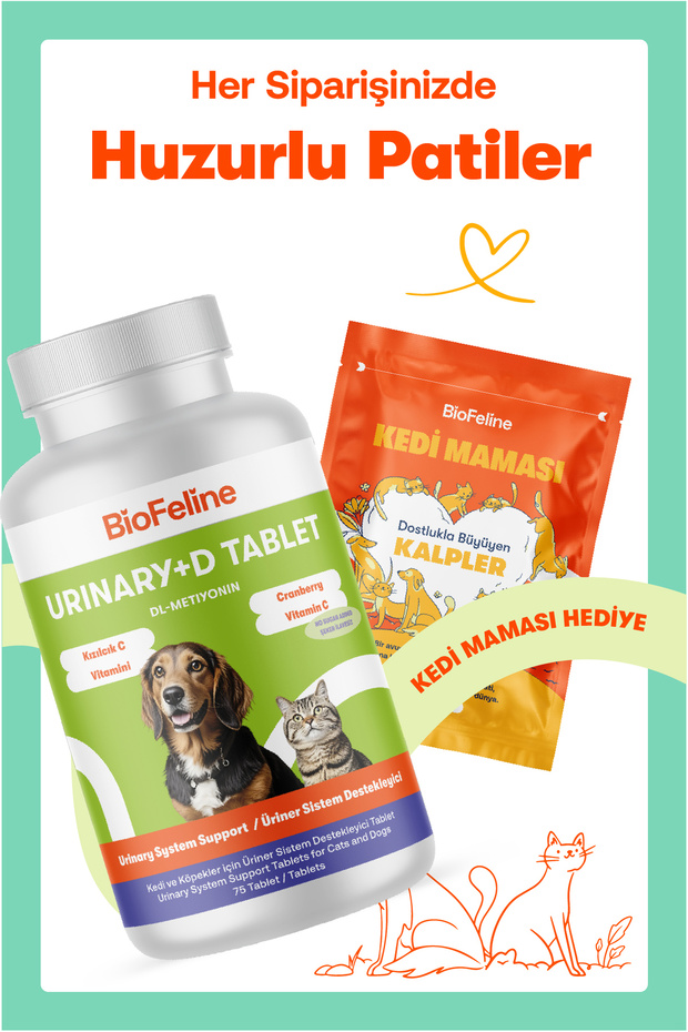Urinary-D Tablet – Kedi ve Köpek için Üriner Sistem & Böbrek Desteği (75 Tablet) - 5
