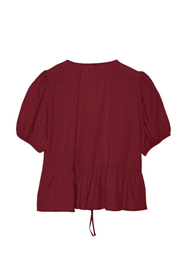 Bordo Bağlamalı Dokuma Gömlek TWOSS24GO00237 - 6