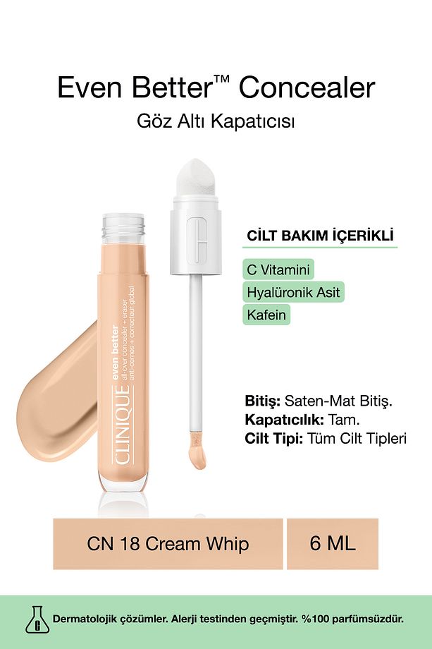 Cilt Bakım İçerikli Göz Altı Kapatıcısı - Even Better™ Concealer - CN 18 Cream Whip - 6ml - 1