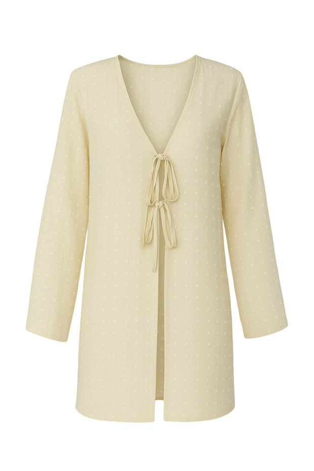 Bej Dokuma Plaj Mini Kimono&Kaftan TBESS25KM00031 - 6