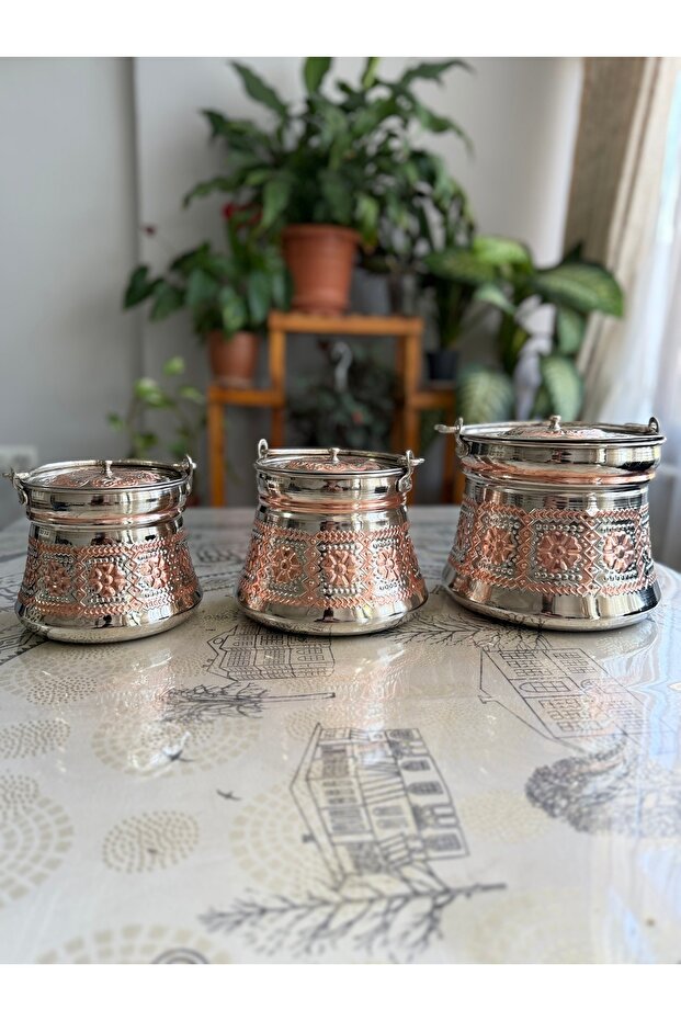 Sebe Home Copper صف زبادي نحاسي منقوش بسعة 5 كجم