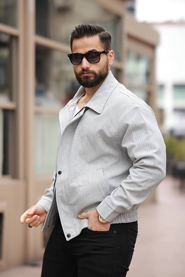 Unisex Oversized Light Thin Self-Patterned Spring Jacket - 2