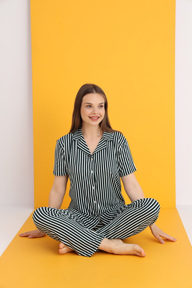 BAMBOO DÜĞMELİ PİJAMA TAKIMI - 1