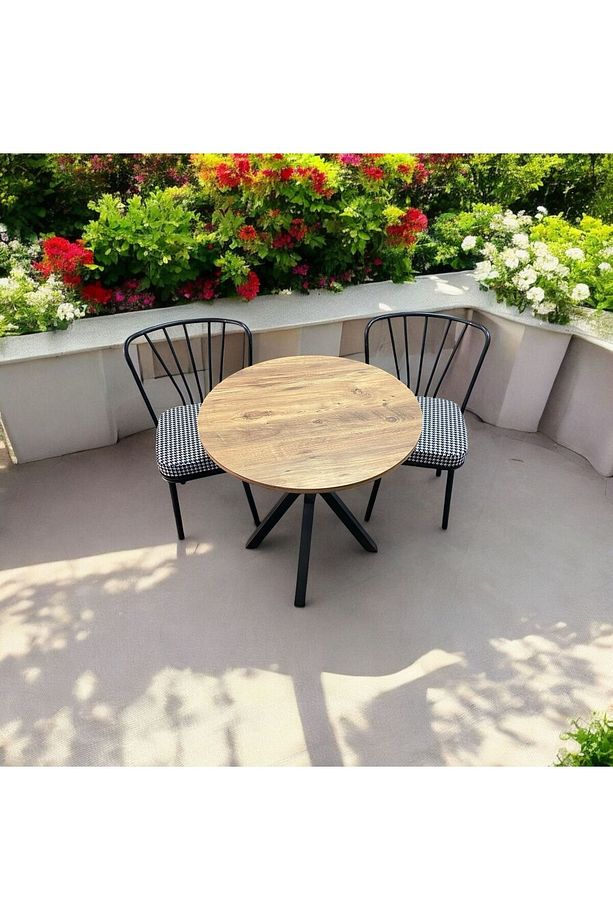 Bambeds Mobilya 70x70 Çam Yuvarlak Masa Ahtapot Ayak Güneş Sandalye 2 Adet - 4