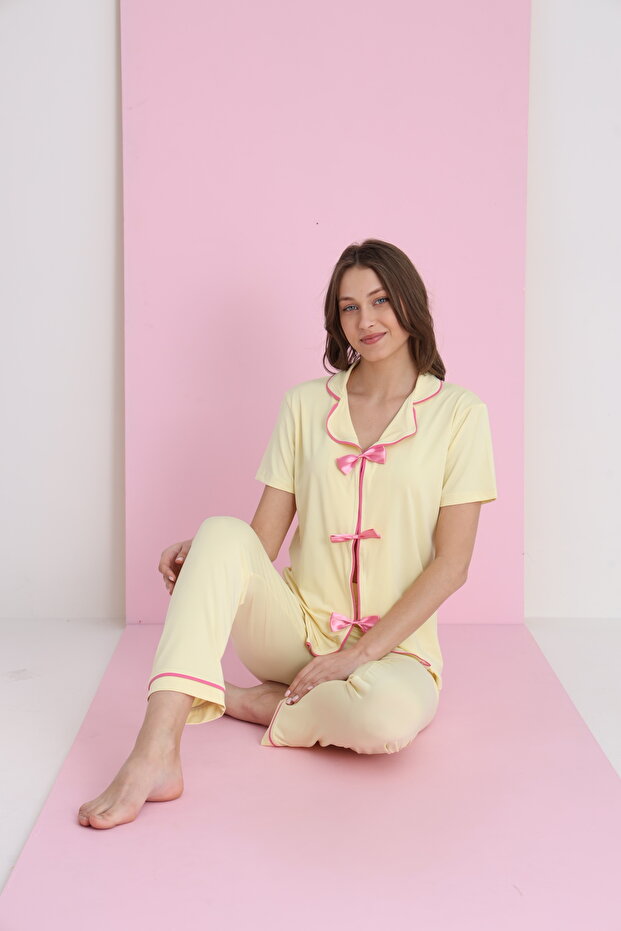 BAMBOO FİYONKLU PİJAMA TAKIMI - 1