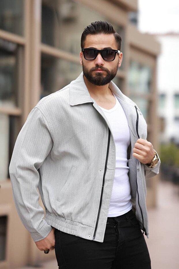 Unisex Oversized Light Thin Self-Patterned Spring Jacket - 1