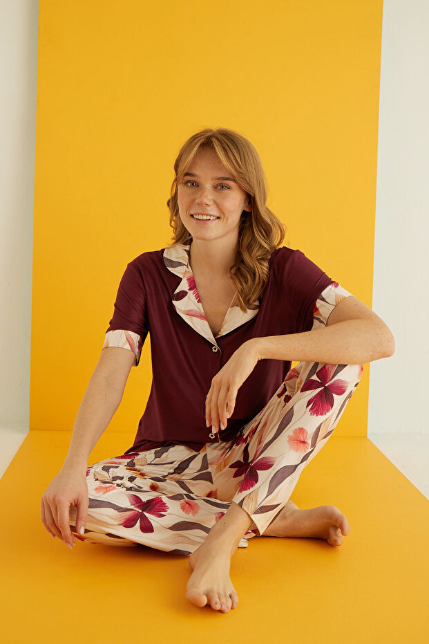 MARLA DÜĞMELİ PİJAMA TAKIMI - 1