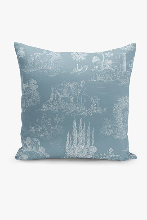 غطاء وسادة رمي مزدوج الجوانب طراز Toile De Jouy