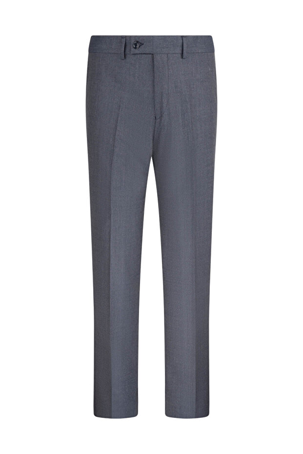 Navy Blue Slim Fit Fabric Trousers with Side Pockets