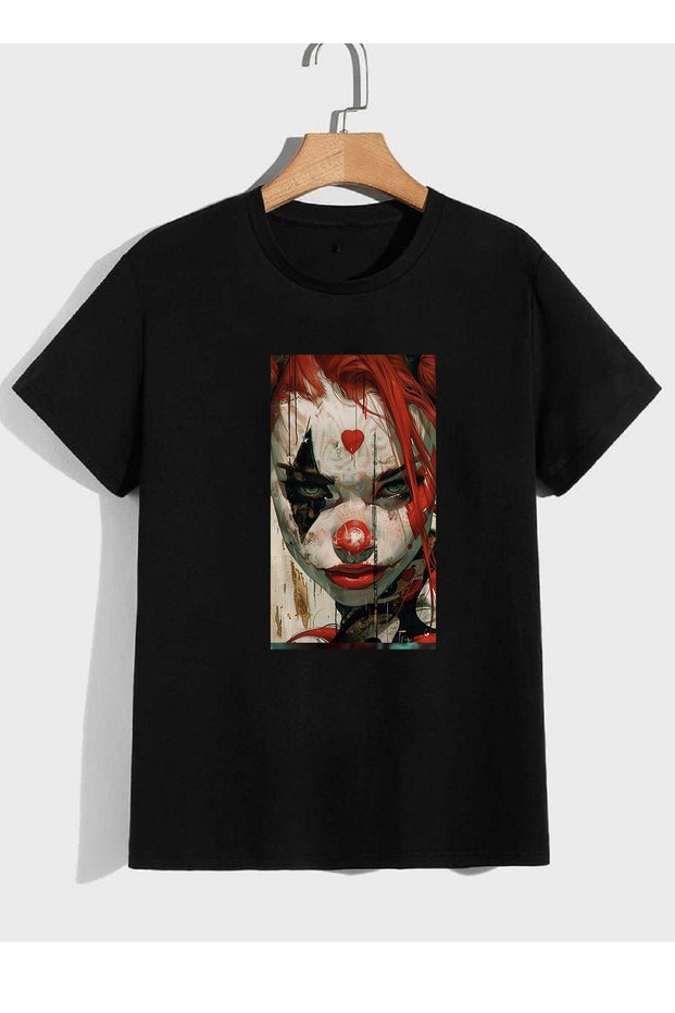 Seasonal Printed Men's Oversized Crew Neck Printed T-Shirt in Black
