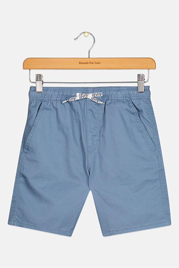 Kids Boy Drawstring Solid Basic Shorts, Blue - 1