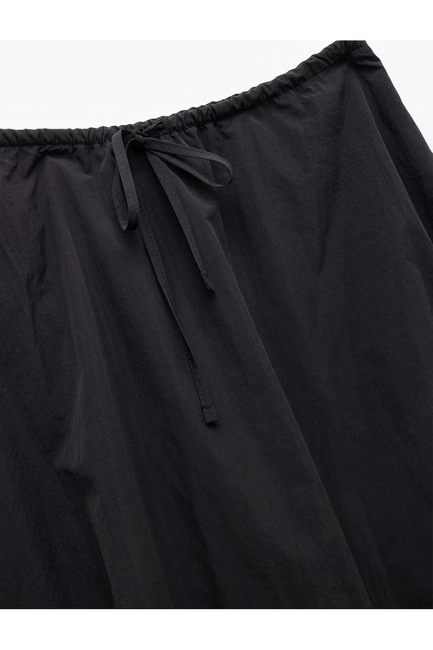 Beli Bağcıklı Paraşüt Kumaş Uzun Balon Etek - 6