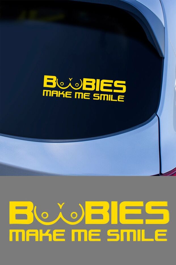 Boobies Make Me Smile Car Window Sticker Decal, for Trucks, Motorcycles