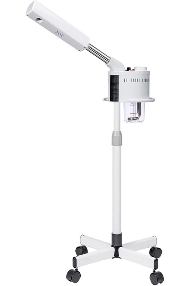 Professional Facial Steamer with Adjustable Stand-Rolling Base- White