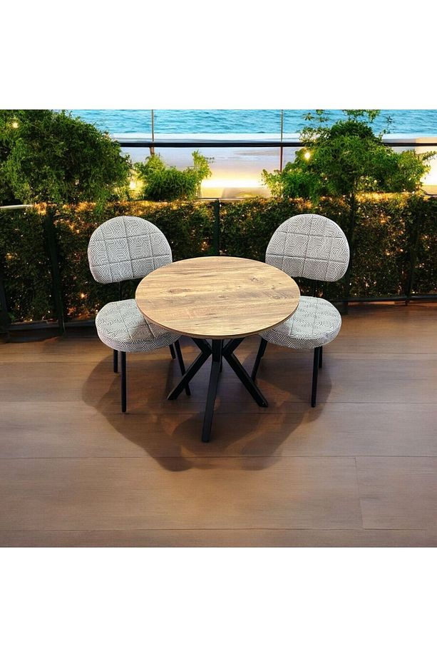 Bambeds Mobilya 70x70 Çam Yuvarlak Balkon Masa Ahtapot Ayak Armut Sandalye 2 Adet - 3