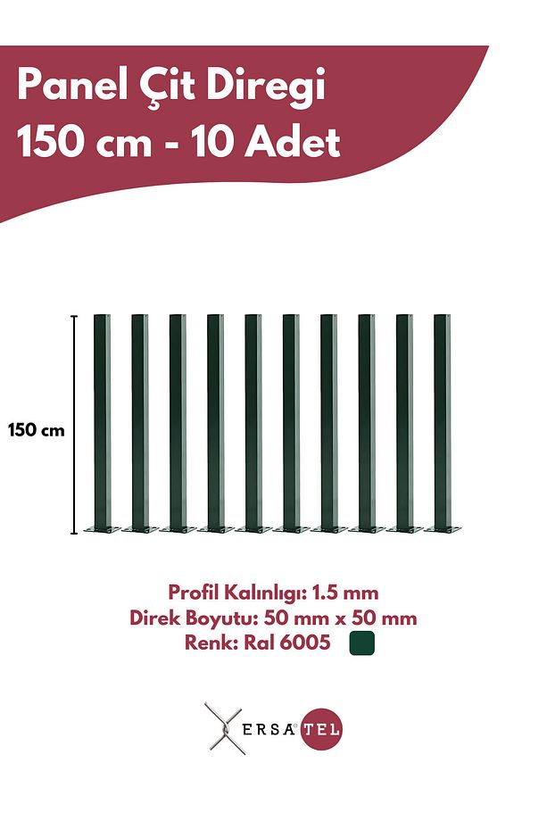 Panel Çit Direği 150 cm Aksesuarlı (10 Adet) - 3