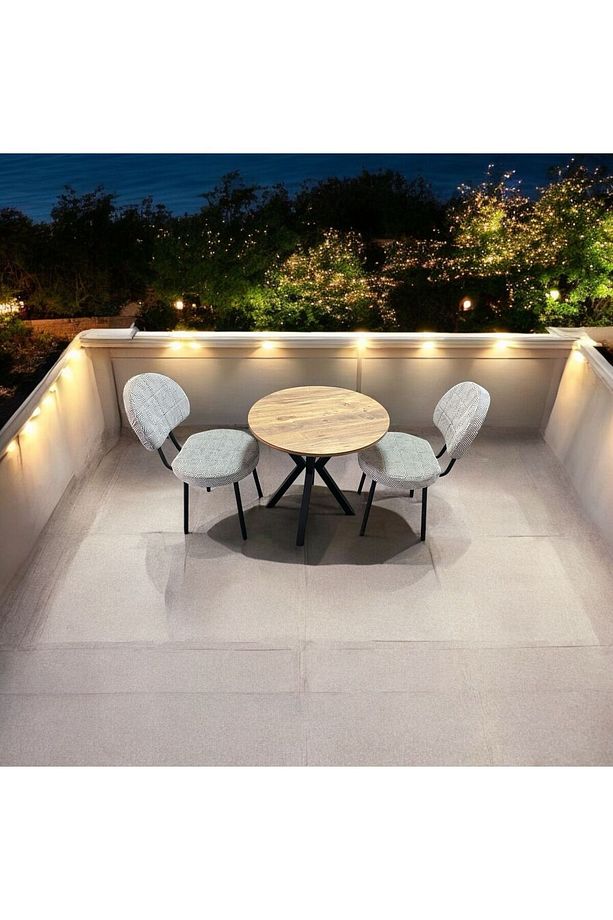 Bambeds Mobilya 70x70 Çam Yuvarlak Balkon Masa Ahtapot Ayak Armut Sandalye 2 Adet - 5