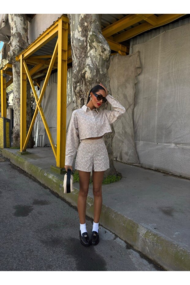 Tasarım Keten Takım Şortlu - 2