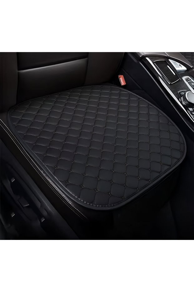 Faux Leather Pocket & Anti-Sweat Car Seat Cushion Set - Seat Protection Cover (Set of 2)