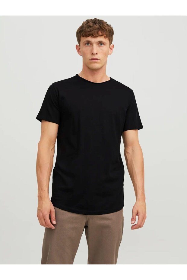 12182498 Wide Ripped Crew Neck Men's T-Shirt Black