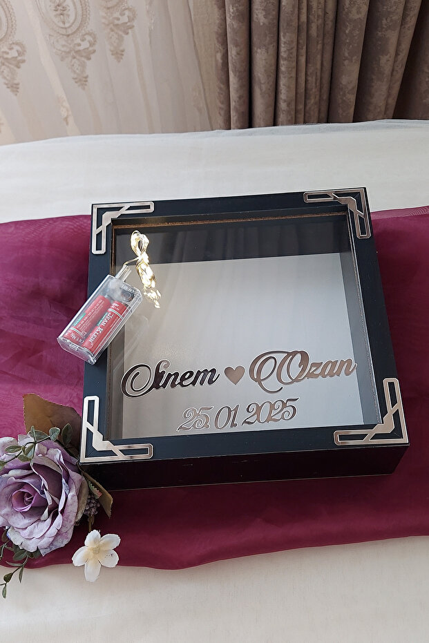 25X25 cm Led Deep Memory Frame - 6 cm Deep Memory Frame Rose Box Black-Modern (Silver)