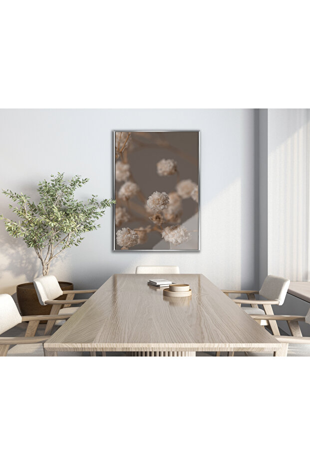 Hari̇kabi̇rev | Soft | White Flower Model 04 | Framed Tempered Glass Table Single Vertical