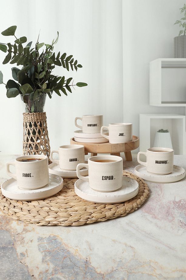 Deep Collection Mottolu Stackable Çay Takımı 12 Parça 6 Kişilik 22650-55 - 3