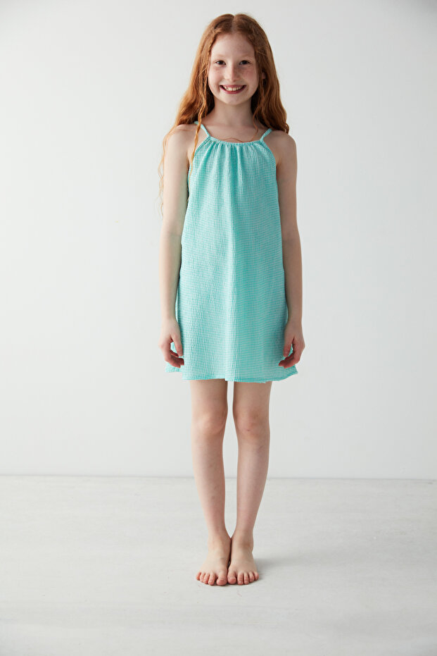Kız Çocuk Basic Mint Yeşili Elbise - 2