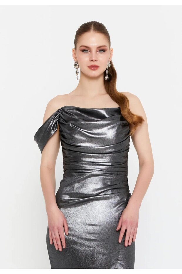 6048SIV SIVAMA SATEN ELBİSE - 3