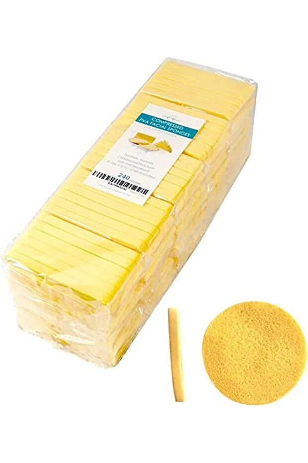 Compressed Cleansing, Exfoliating Facial Sponges -240 Pics Pva