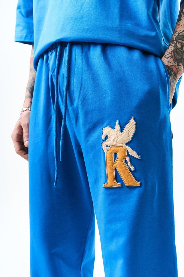 Erkek R Logolu Baggy Eşofman Altı Mavi - 6