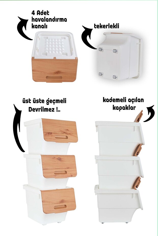 خزانة تنظيم الألعاب ذات العجلات المكونة من قطعتين مع صندوق تخزين بغطاء وسلة ألعاب متعددة الأغراض 24 لتر - 3