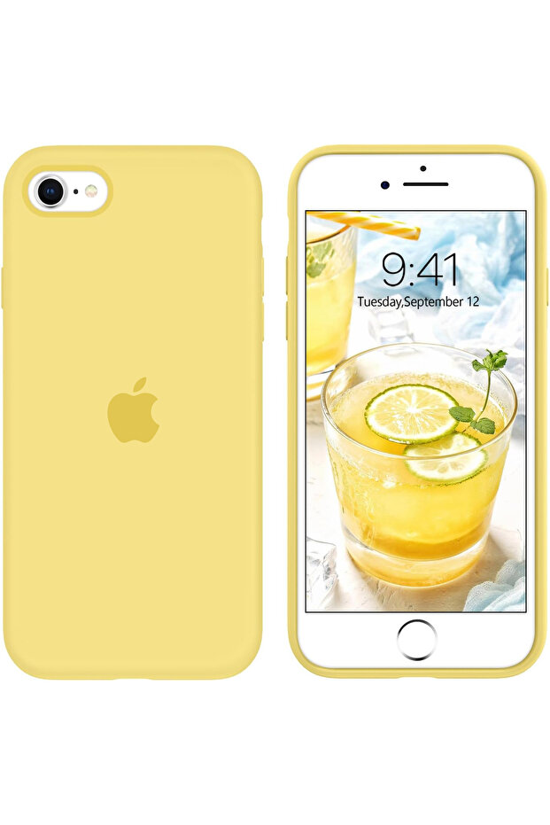 حافظة سيليكون لهاتف iPhone SE، حافظة هاتف متوافقة مع iPhone 7/8 مع بطانة من الألياف الدقيقة (أصفر) - 1