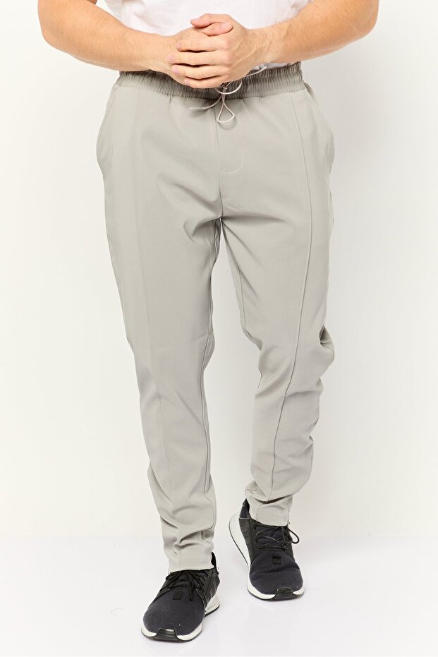 بنطال رياضي رجالي بقصّة عادية ورباط، رمادي فاتح - 1