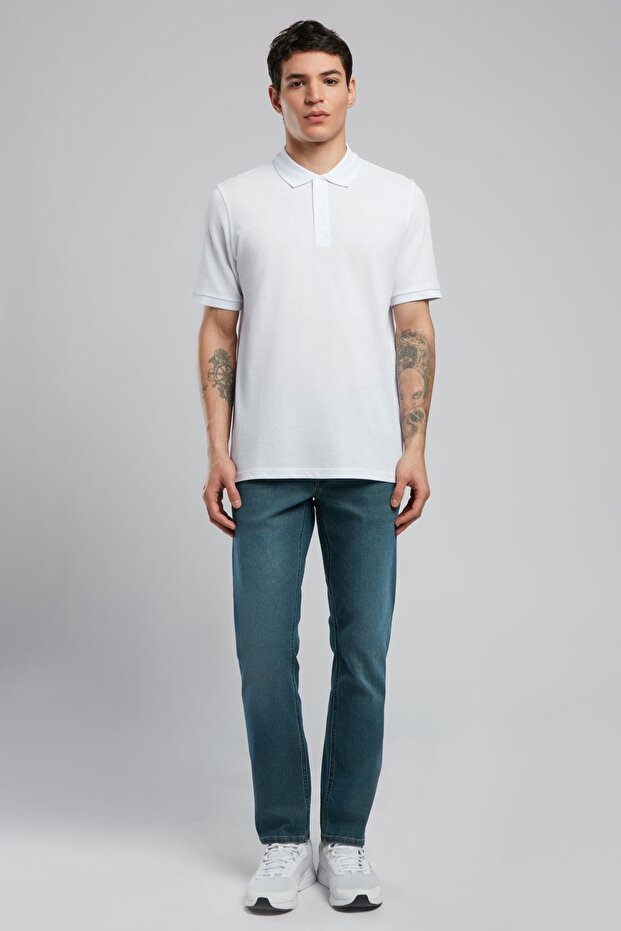 Twins Men's 100% Cotton Polo Neck T-Shirt White
