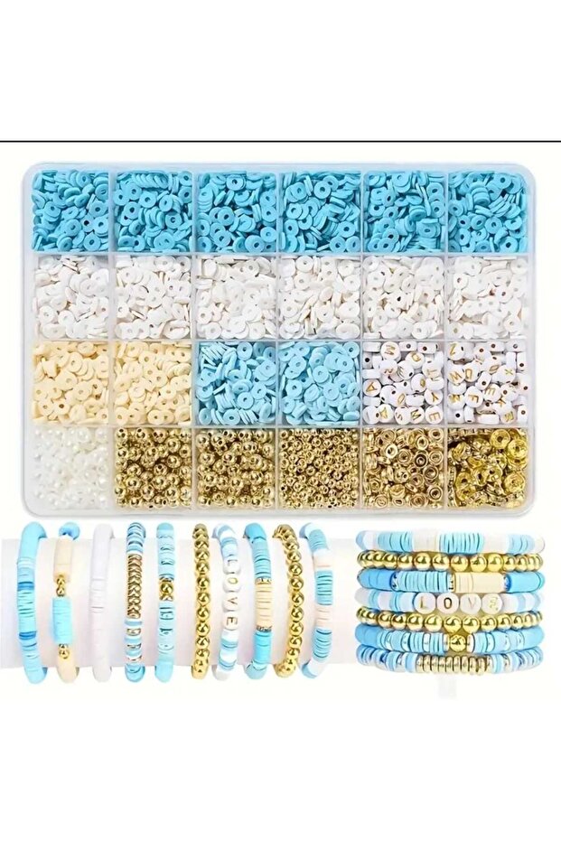 Blue White Fimo Beads Letter Beads and Spacers Jewelry Making Kit Hobby Supplies 5