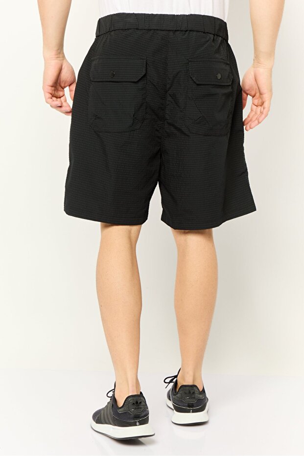 Men Textured Basic Shorts, Black - 4