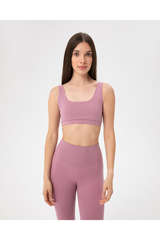 Organic Cotton Pink Low Back Yoga Bra - Backless