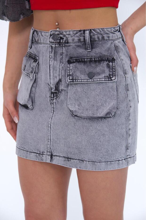 Kargo džep KOMAD SIVE MINI SUKNJE - 6