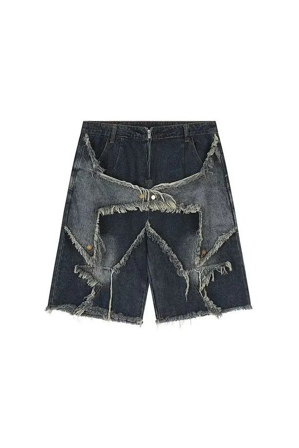 Stars Patch Detaylı Kot Pantolon Erkek Şort - 6