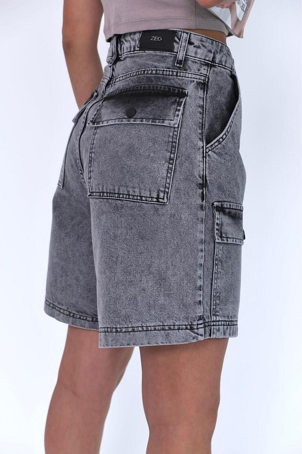 KARGO CEPLİ FÜME WASH BERMUDA ŞORT - 7