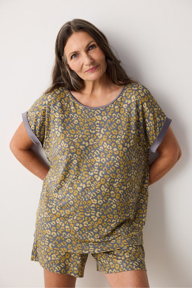 Aging Collagen Leopard Gri Şortlu Pijama Takımı - 5